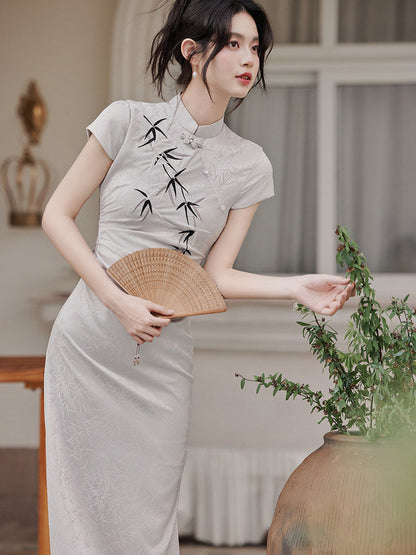 Short Sleeve Midi Cheongsam | Zixiu