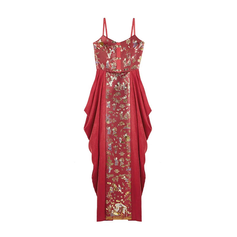 New Chinese Style Wedding Hanfu Bridal Tea Ceremony Slip Dress - Baixi 百禧 (Preorder)