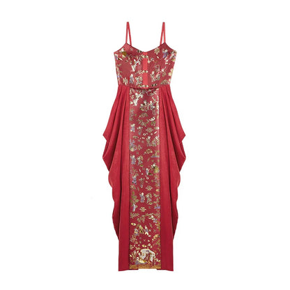New Chinese Style Wedding Hanfu Bridal Tea Ceremony Slip Dress - Baixi 百禧 (Preorder)