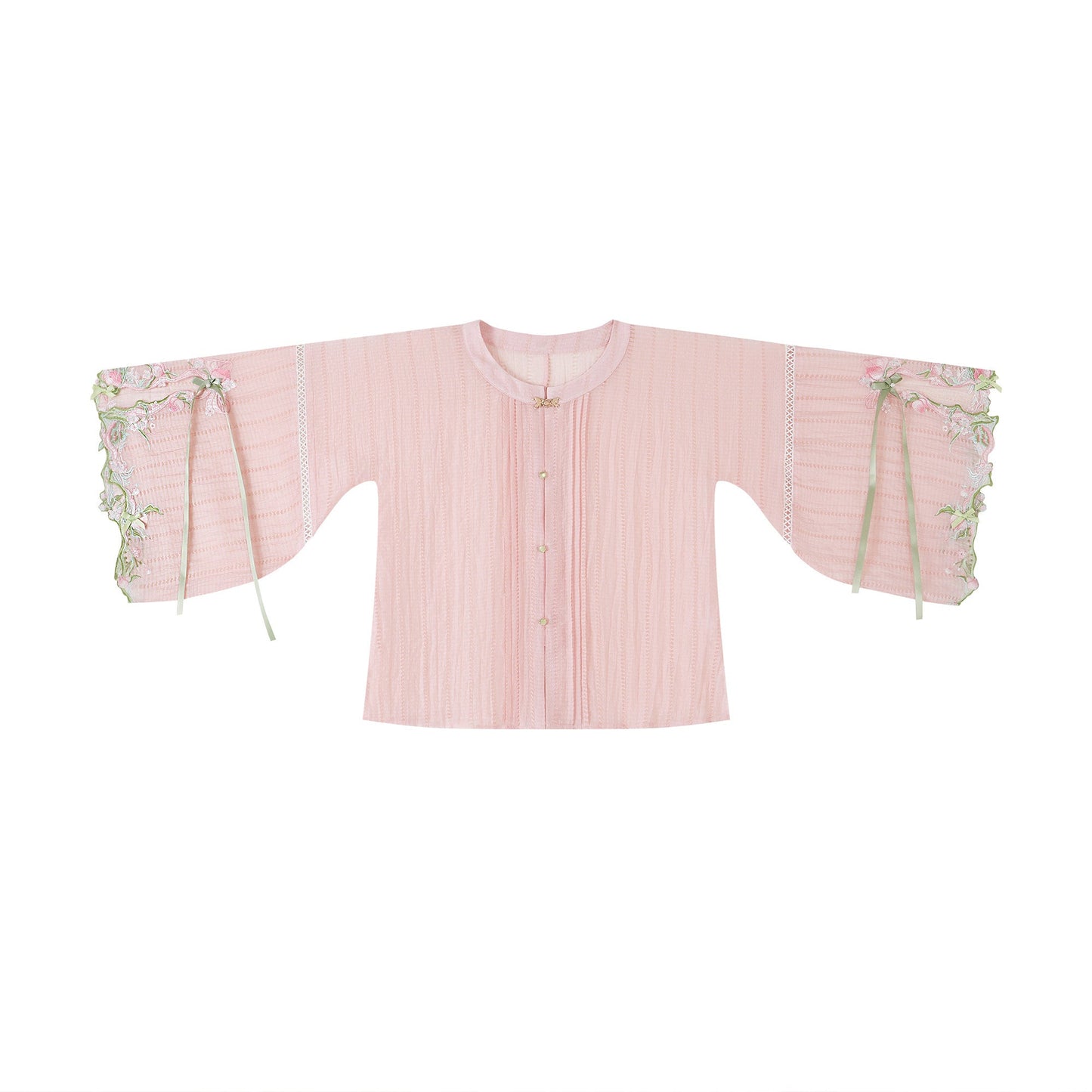Ming Dynasty Modern Hanfu Half Sleeve Top and Mini Mamianqun - Peach Fragrance 梦桃香