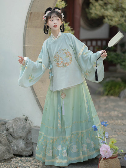 Ming Dynasty Pipa Sleeve Top & Printed Mamianqun | Rabbit 兔叽