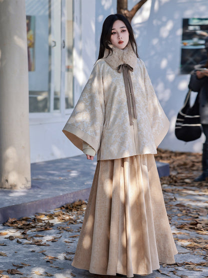 Ming Dynasty Modern Hanfu Round Collar Jacket and Elastic Skirt - Rouhua 柔华