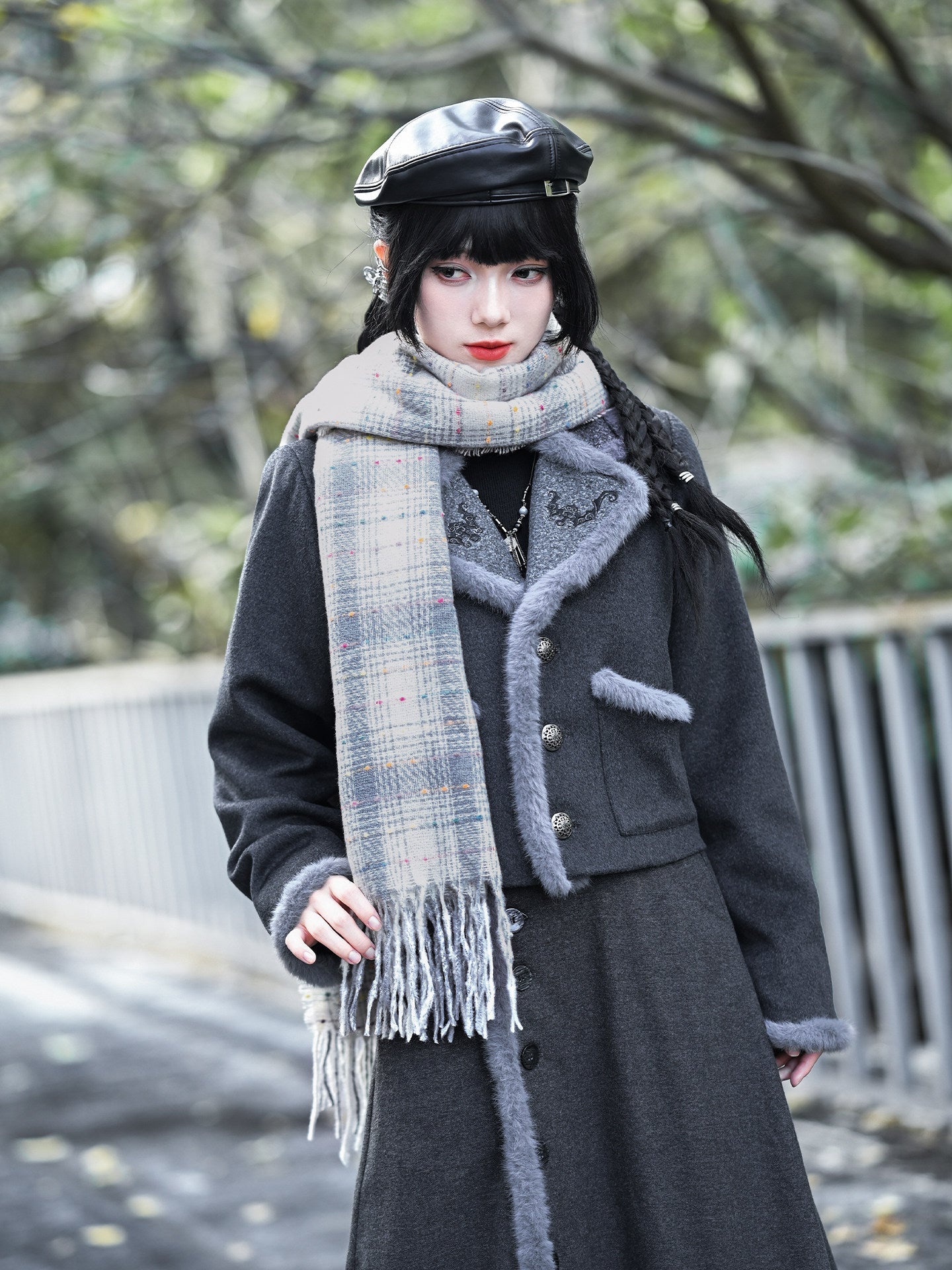 New Chinese Style Vintage Embroidered Wool Short Jacket - Lucky Bat 福蝠