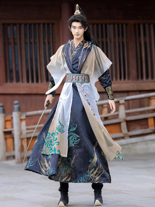 Depths of Heaven - wuxia hanfu set, Chinese fantasy period drama style — detail view