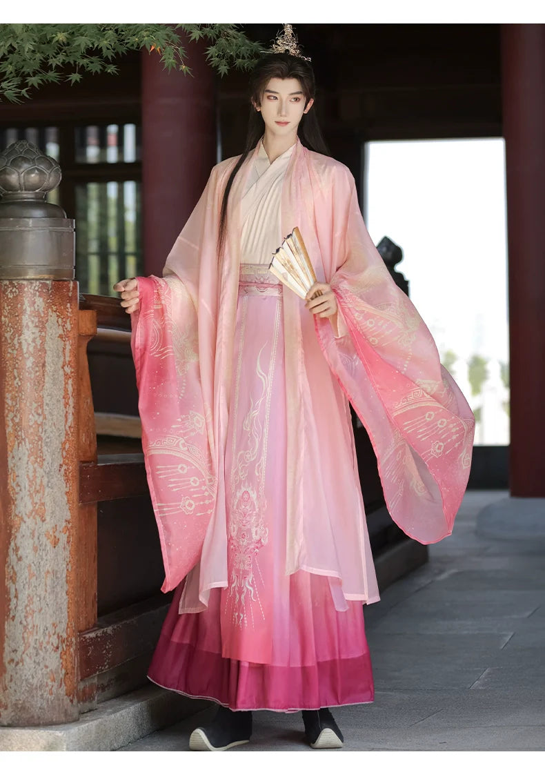 Mist Beyond Waters | Wei Jin Unisex Hanfu with Immortal Flowing Sleeves