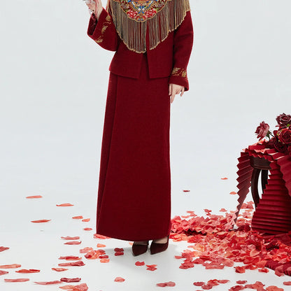 New Chinese Style Wedding Hanfu Bridal Tea Ceremony Outfit - Jin Yu Liang Yuan 锦玉良缘 (Preorder)