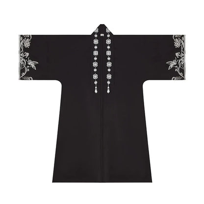 Miao Ethnic Inspired Hanfu Set with Embroidered Half-Sleeve Top & Pleated Bell Skirt - Yanyan Yinlin 晏晏银铃 (Preorder)