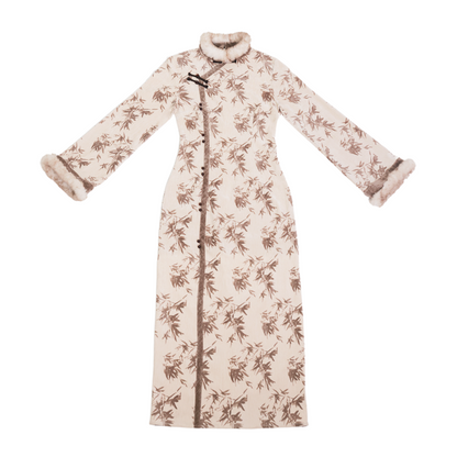 New Chinese Style Chenille Velvet Long Sleeve Cheongsam Dress and Jacket for Winter - Zhaojun 昭君 (Preorder)