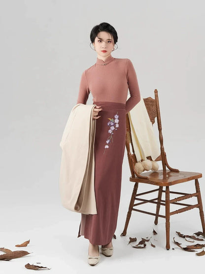Song Dynasty Modern Hanfu Set with Hooded Jacket and Spiral Skirt - Fangfei 芳菲 (Preorder)