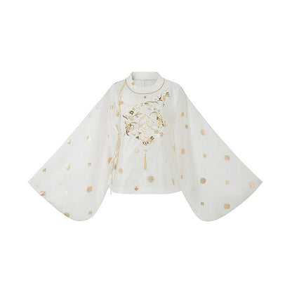 Ming Dynasty Hanfu Outfit Round Collar Top & Mamian Skirt | Fragrance in Hand 暗香执扇