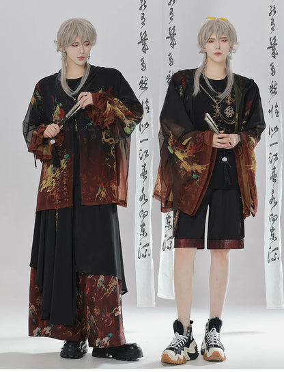 Yinglong 应龙 - Printed Hooded Chinese Style Sunscreen Shirt & Pants