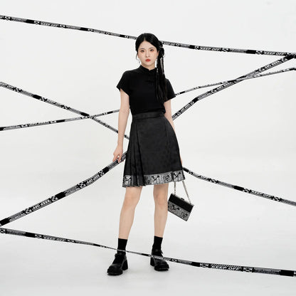 Chinese Blouse & Mini Mamian Skirt Outfit | Zhizhi 止止