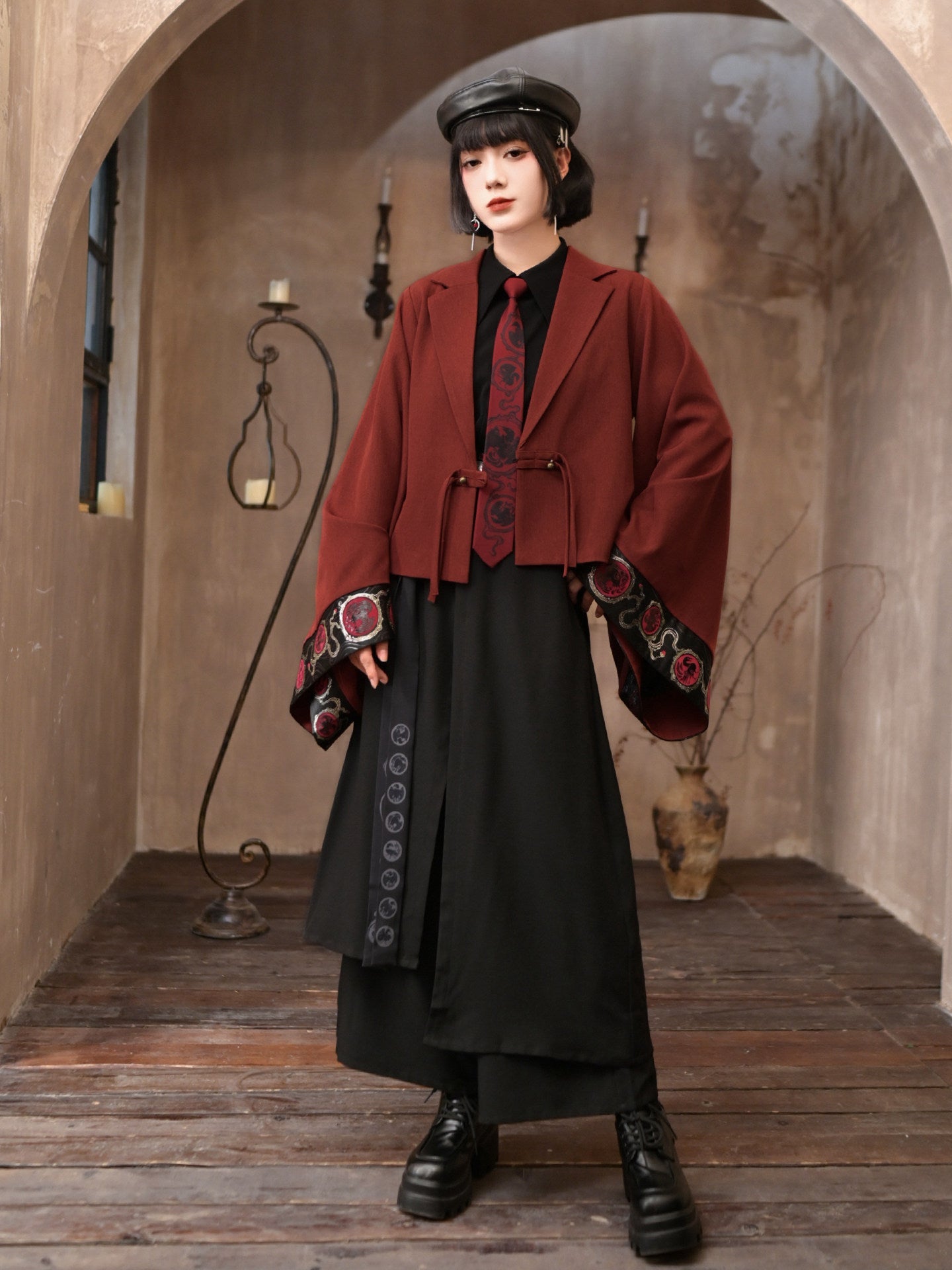 New Chinese Style Long Sleeve Blazer - Golden Crow 金乌