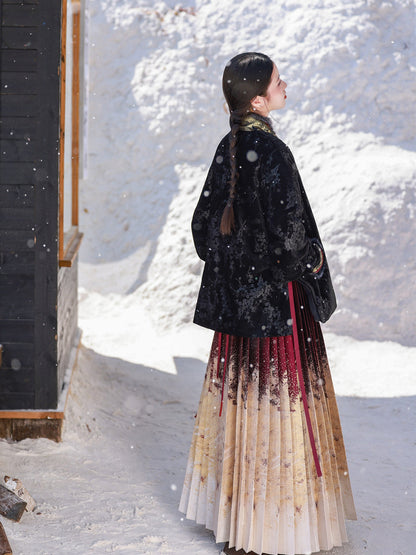 Ming Dynasty Style Hanfu Cross Front Bow Sleeve Padded Jacket with Pockets | Shuying 疏影