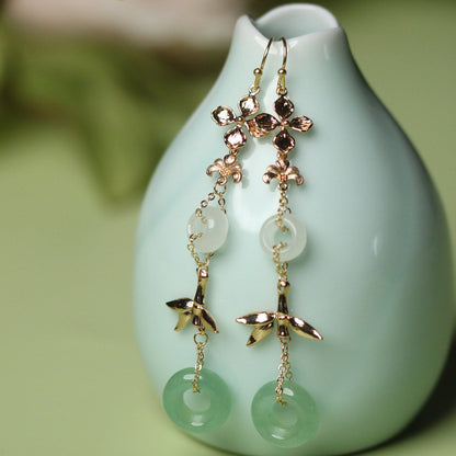 Aventurine Jade Ring Earrings | Hanfu Jewelry