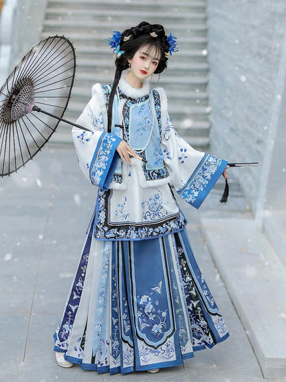 Celadon - Late Qing Dynasty Han Lady Outfit for Autumn and Winter