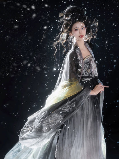 Black Peony 黑牡丹 - Tang Dynasty Style Hanfu Dress Heziqun