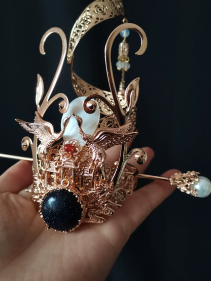Spiral Cranes - Unisex Hanfu Hair Crown