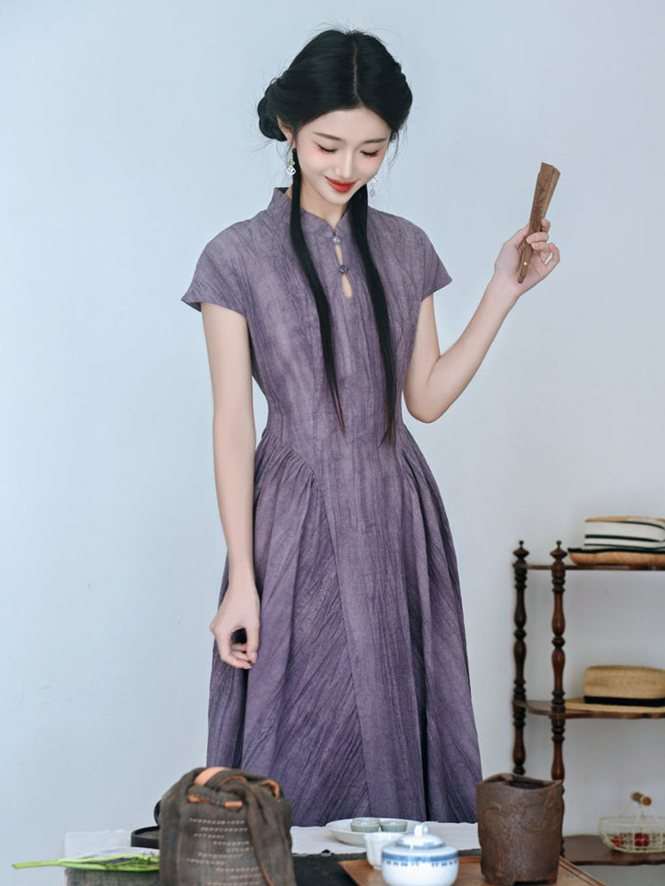 Pastel Winds 紫风 - New Chinese Style Cheongsam Dress