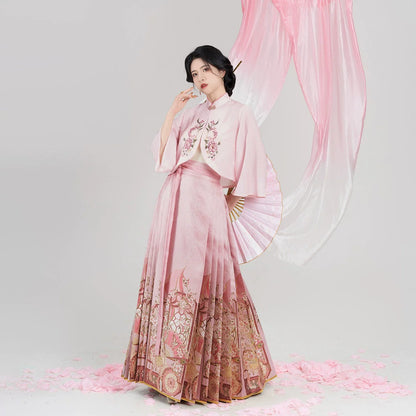 Chinese Blouse & Mamian Skirt Outfit | Burning Peaches 锦扇桃灼