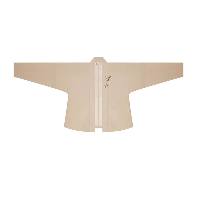 Song Dynasty Modern Hanfu Set with Winged Sleeve Top and Spiral Skirt - Wood Hibiscus 木芙蓉 (Preorder)