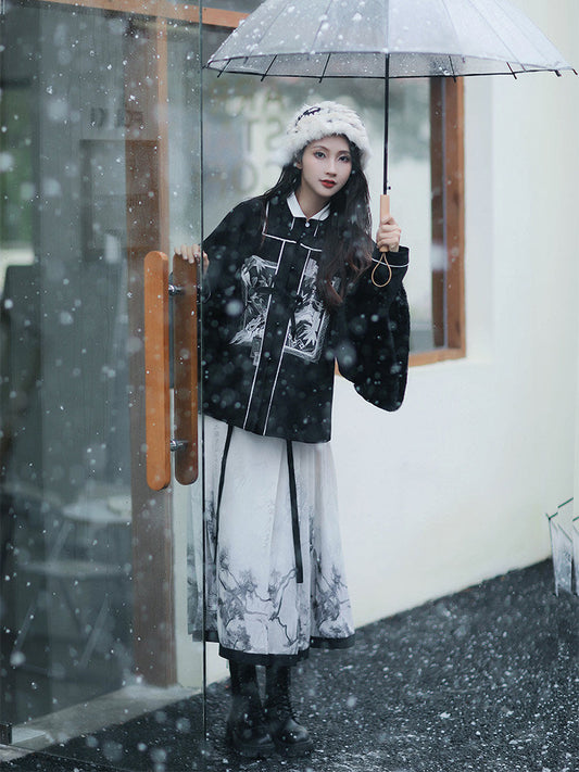 Ming Dynasty Modern Hanfu and Mamianqun - Autumn Scenery 秋时景