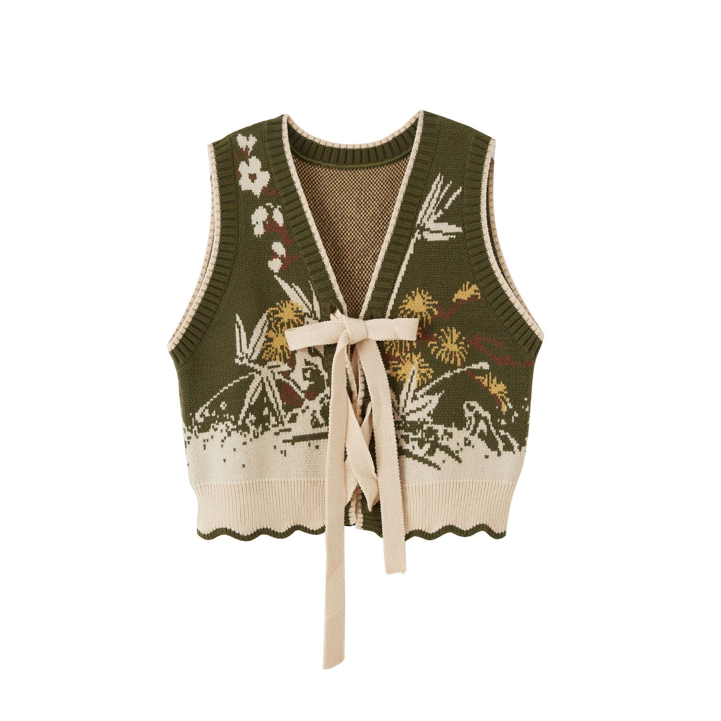 New Chinese Garden Style Knit Vest Top and Skirt - Suihan 岁寒三友