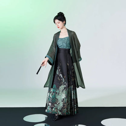 Chinese Blouse & Mamian Skirt Outfit | Peacock Feather 青羽