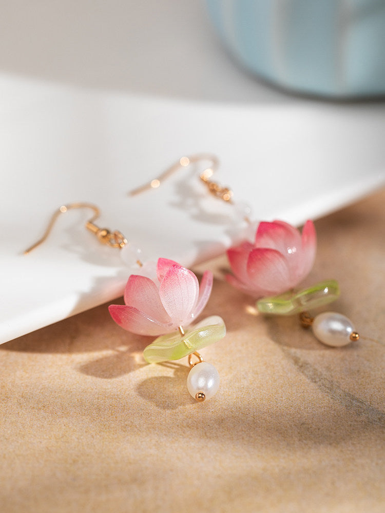 Clear Lotus Earrings | Hanfu Jewelry