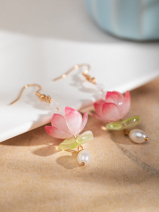 Clear Lotus Earrings | Hanfu Jewelry