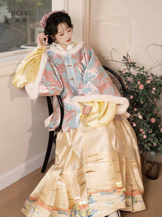 Zhaojun Ming Dynasty round neck winter robe, front view