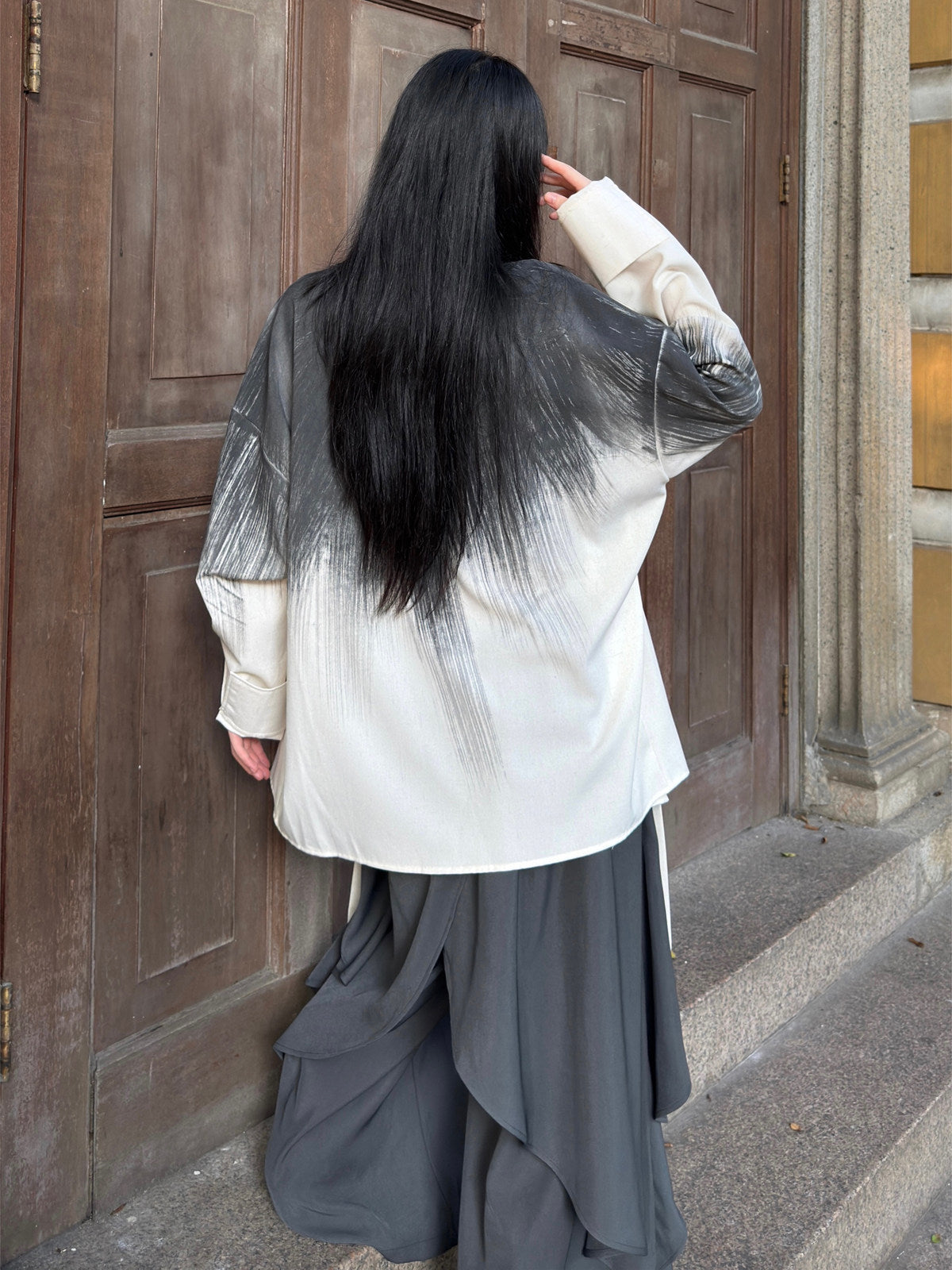 New Chinese Style Tie Dye Long Sleeve Cardigan