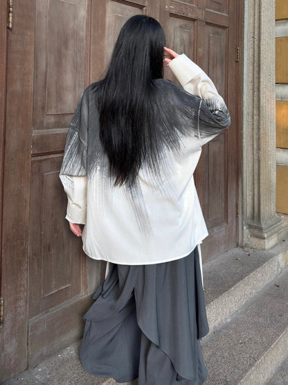 New Chinese Style Tie Dye Long Sleeve Cardigan