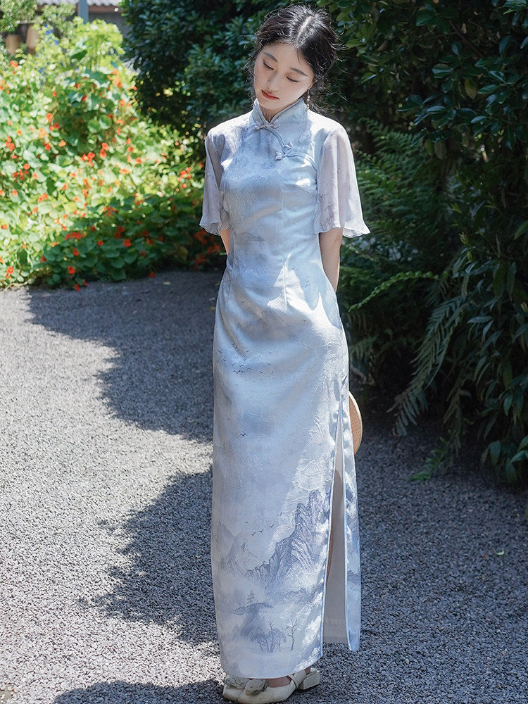Flair Sleeve Long Cheongsam | Moran