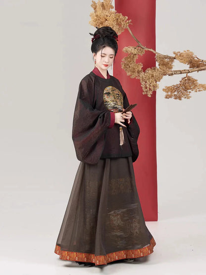 Ming Dynasty Modern Hanfu Mamianqun Outfit - Huadeng 华灯