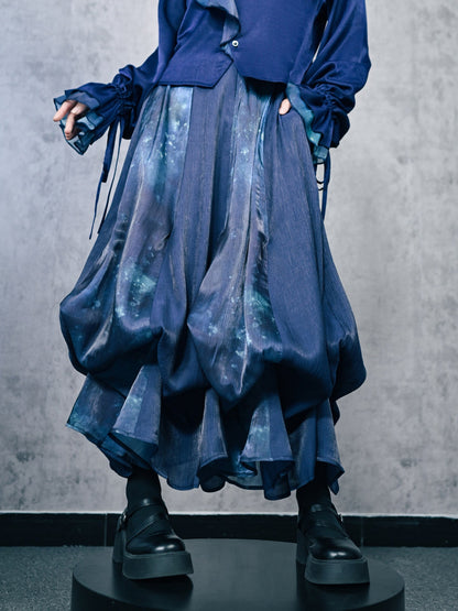 New Chinese Style Flower Bud Skirt - Floating Electric Jellyfish 蓝界浮荧