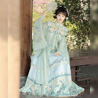 Ming Dynasty Summer Hanfu Set with Robe & Mamian Skirt | Huayao 兰花瑶