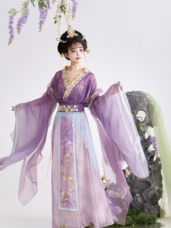 Wei Jin Dynasty Qiyao Ruqun Hanfu | Lily Blooms 郁见芳华