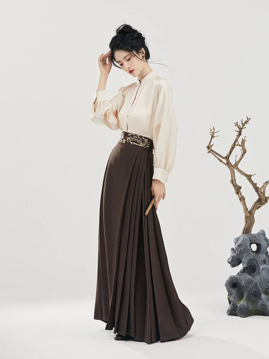 Ming Dynasty Modern Hanfu Mamianqun Outfit - Return to Autumn 归秋