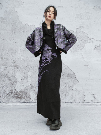 New Chinese Style V-Neck Butterfly Fringed Short Jacket for Autumn and Winter - Yinchuan 引川