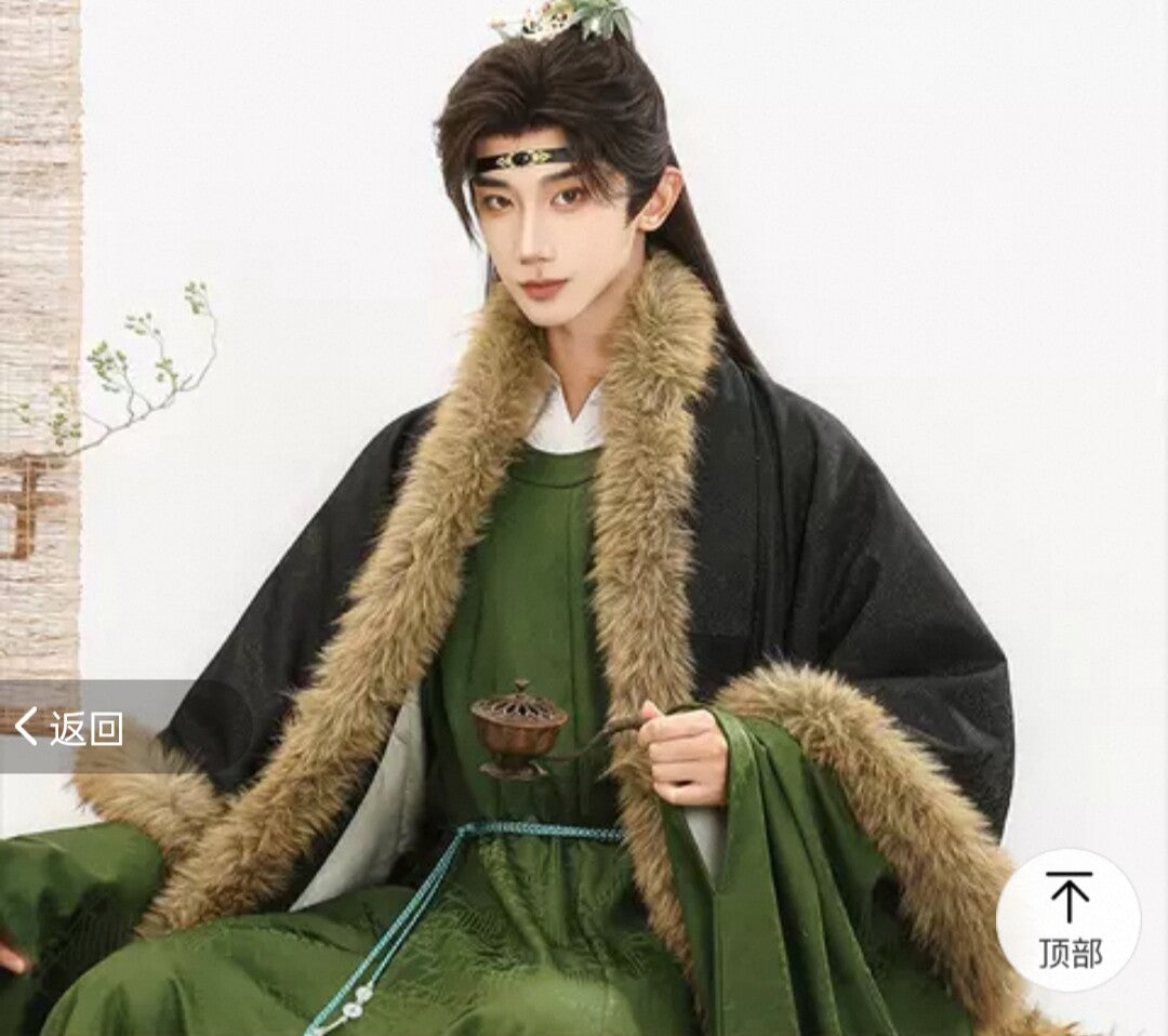 Inkstone | Ming Dynasty Men Round Collar Hanfu Robe and Coat