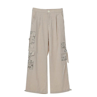 Sand Dunes - New Chinese Style Zipper Short Sleeve Shirt Overalls Cargo Pants
