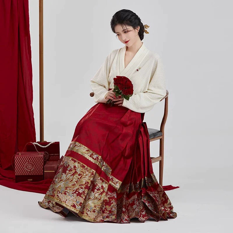 Ming Dynasty New Chinese Wedding Hanfu Bridal Tea Ceremony Outfit - Bliss 缔结 (Preorder)