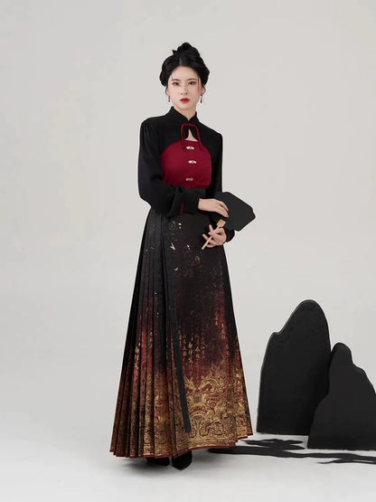 Ming Dynasty Modern Hanfu Mamianqun Outfit - Dansha 丹砂