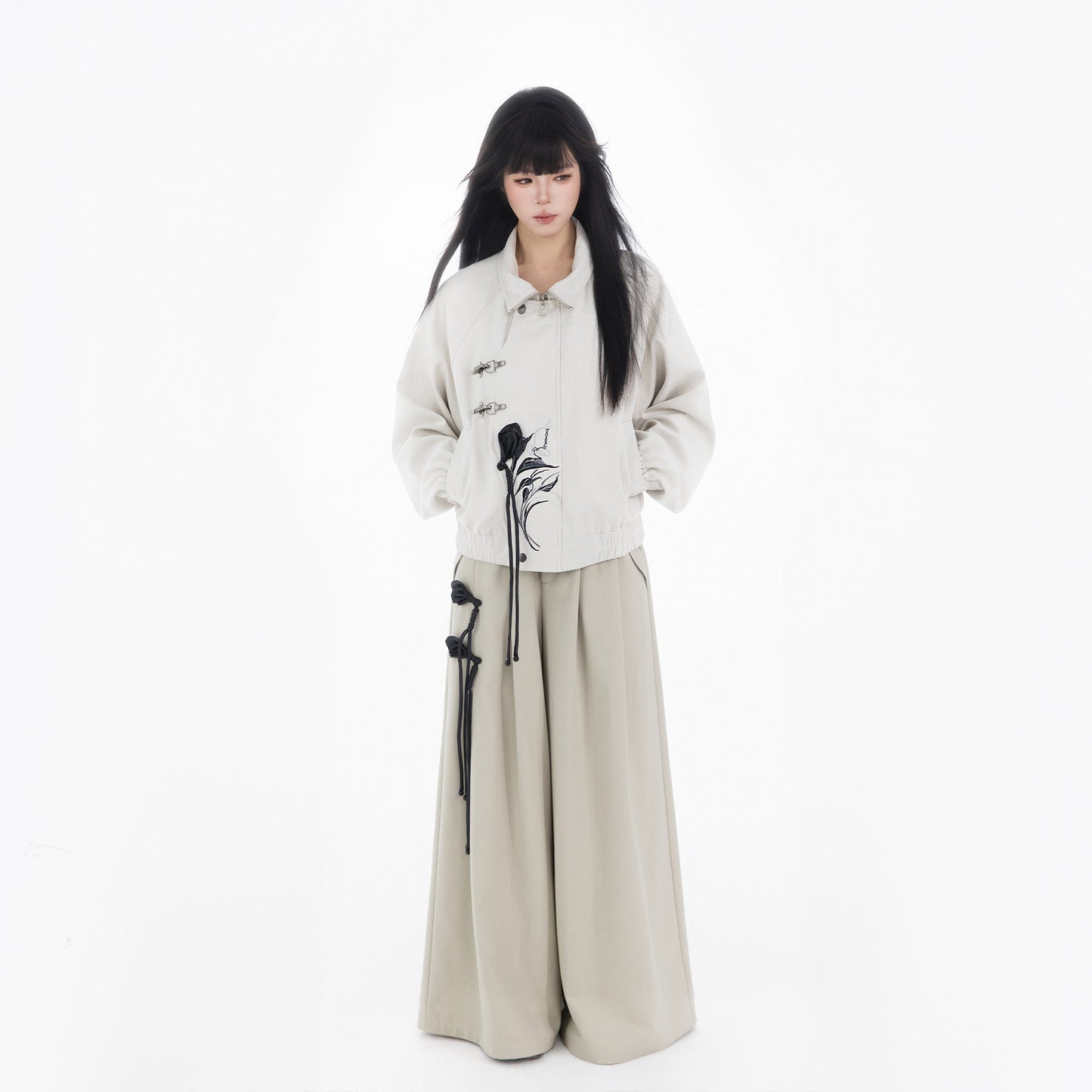 New Chinese Style Coat and Wide Leg Pants - Xuanci 玄刺