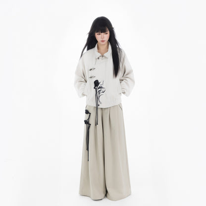 New Chinese Style Coat and Wide Leg Pants - Xuanci 玄刺