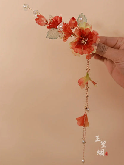 Hair Clips: Pomegranate Flower