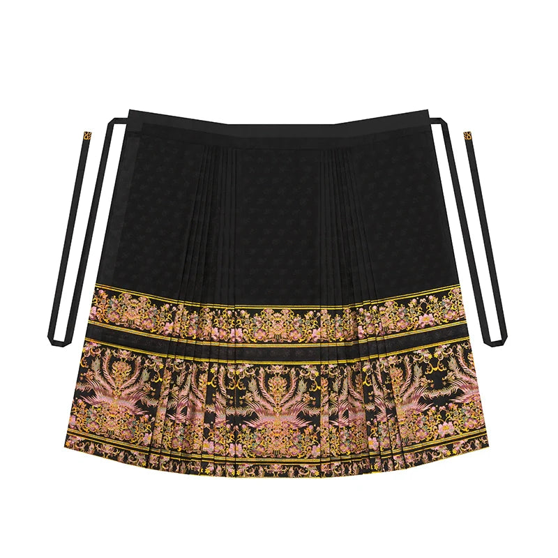 Ming Dynasty Traditional Hanfu Set & Mamian Skirt | Golden Jade Feathers 粉翠流丹