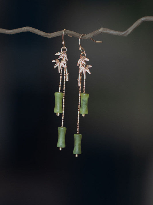 Golden Bamboo Leaves Earrings | Hanfu Jewelry