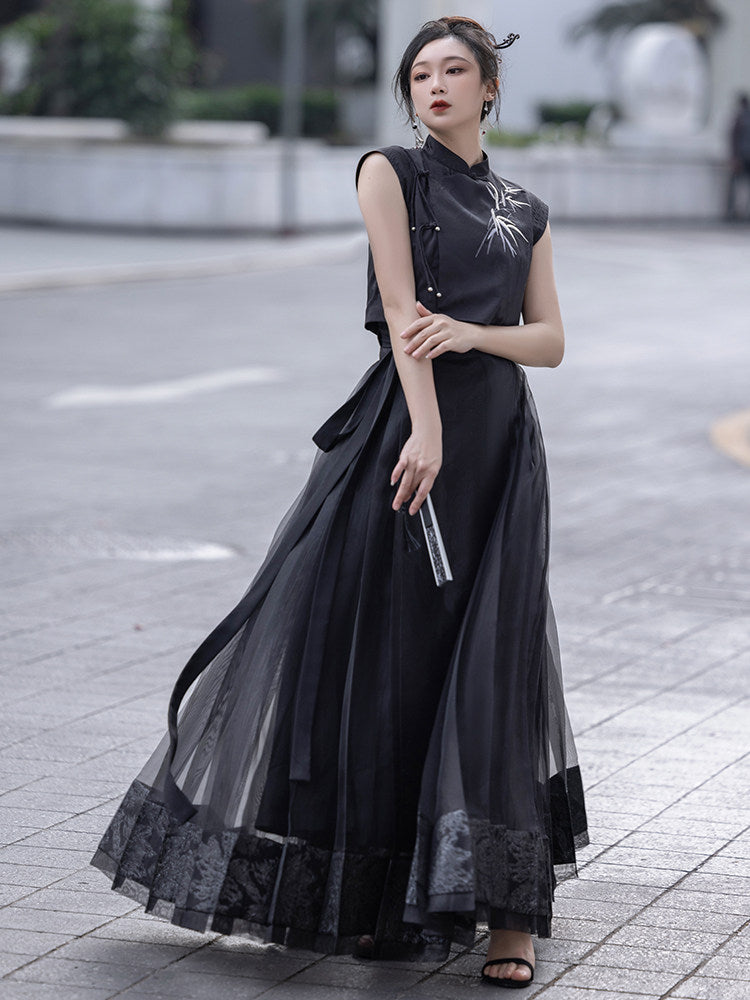 Chinese Sleeveless Crop Top | Oriental Bone 东方骨